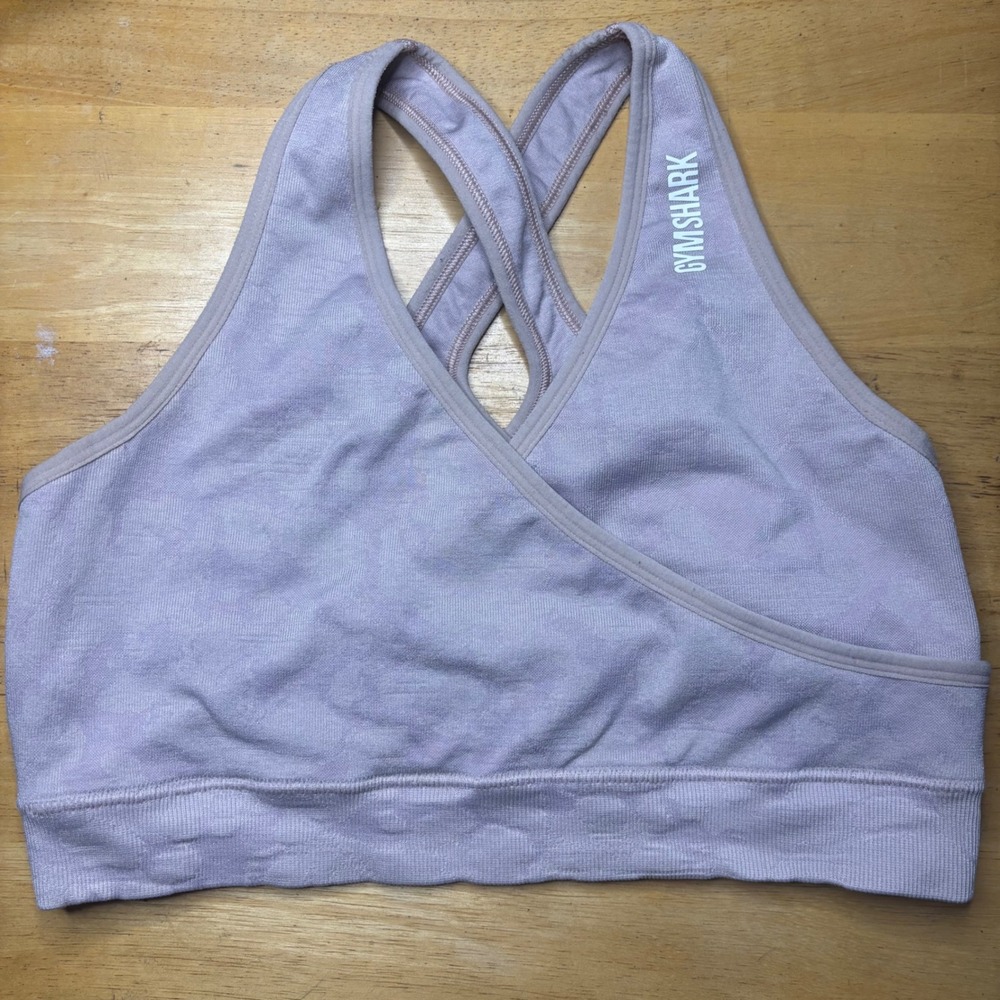 Gymshark Whitney Simmons Light Pink Wrap Front Strappy Seamless Sports Bra L